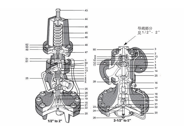 斯派莎克25P導閥型減壓閥結(jié)構(gòu)圖