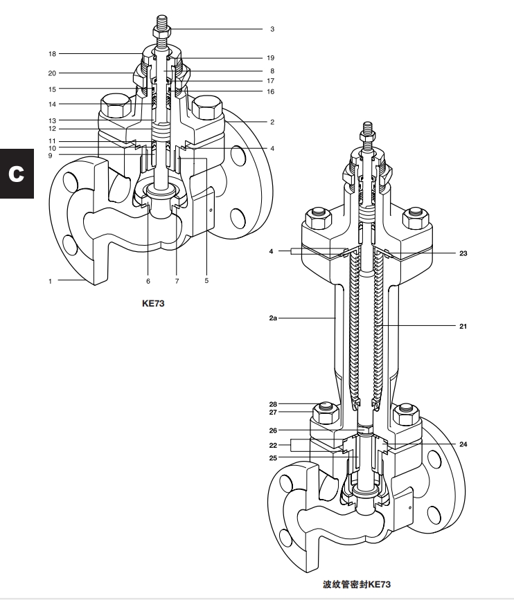Spira-trolTM-KE73二通控制閥結(jié)構(gòu)圖