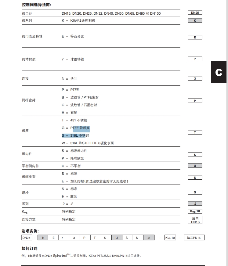 Spira-trolTM-KE73二通控制閥選型指南