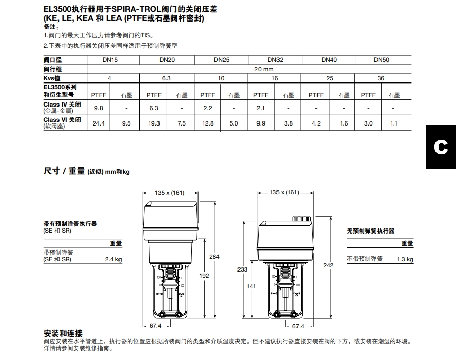 斯派莎克EL3500電動(dòng)執(zhí)行器尺寸參數(shù)