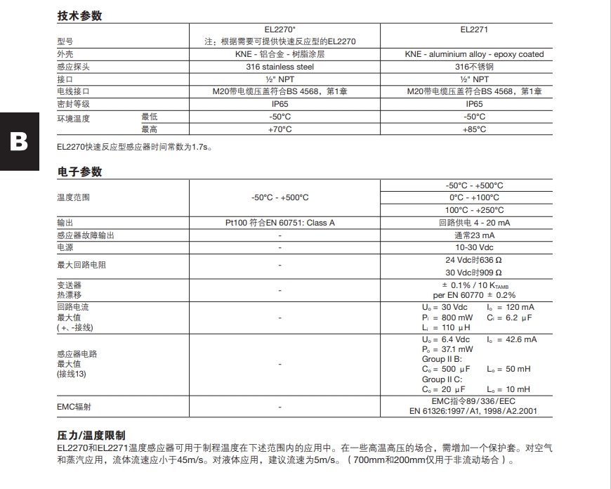 EL2270 和EL2271溫度感應(yīng)器技術(shù)參數(shù)