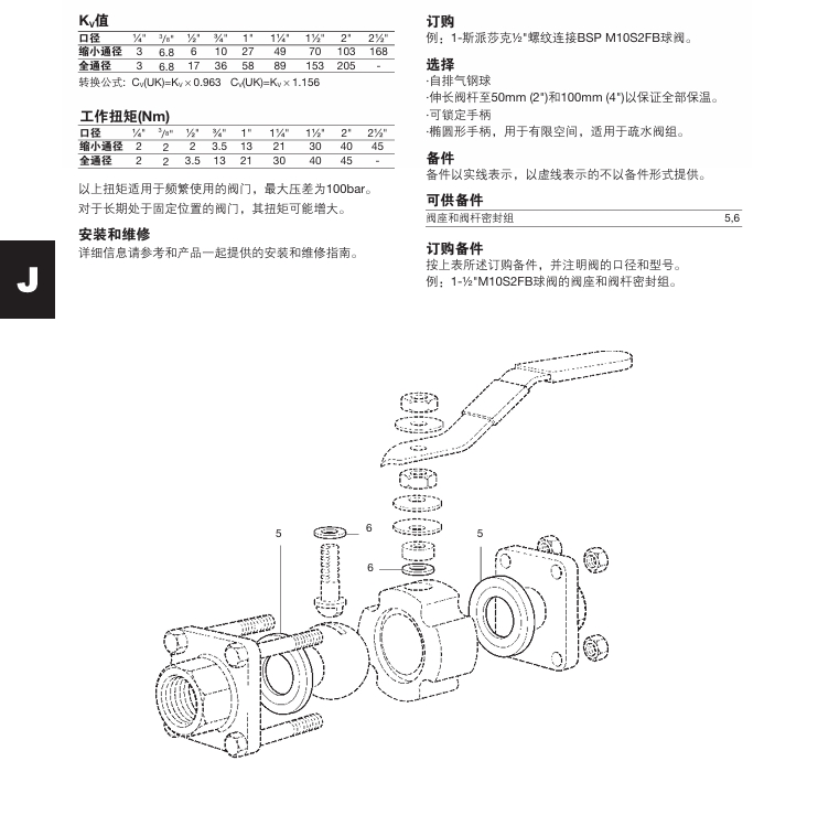 斯派莎克M10S球閥參數(shù)